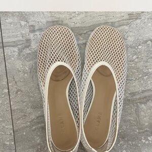 Claire's Tan and White Mesh Flats